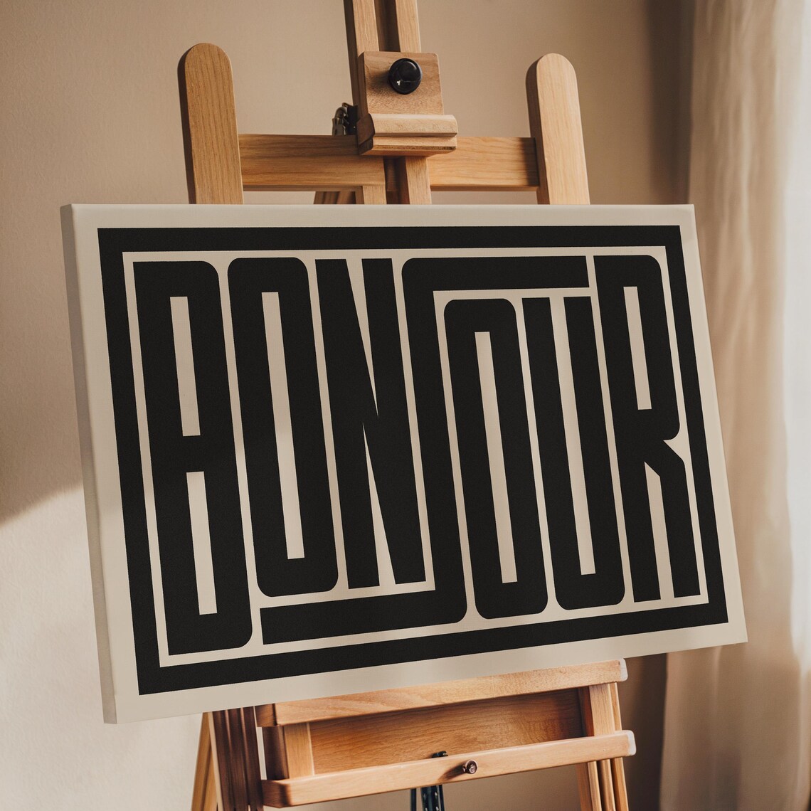 Bonjour Typography, Modern Minimalist French Decor
