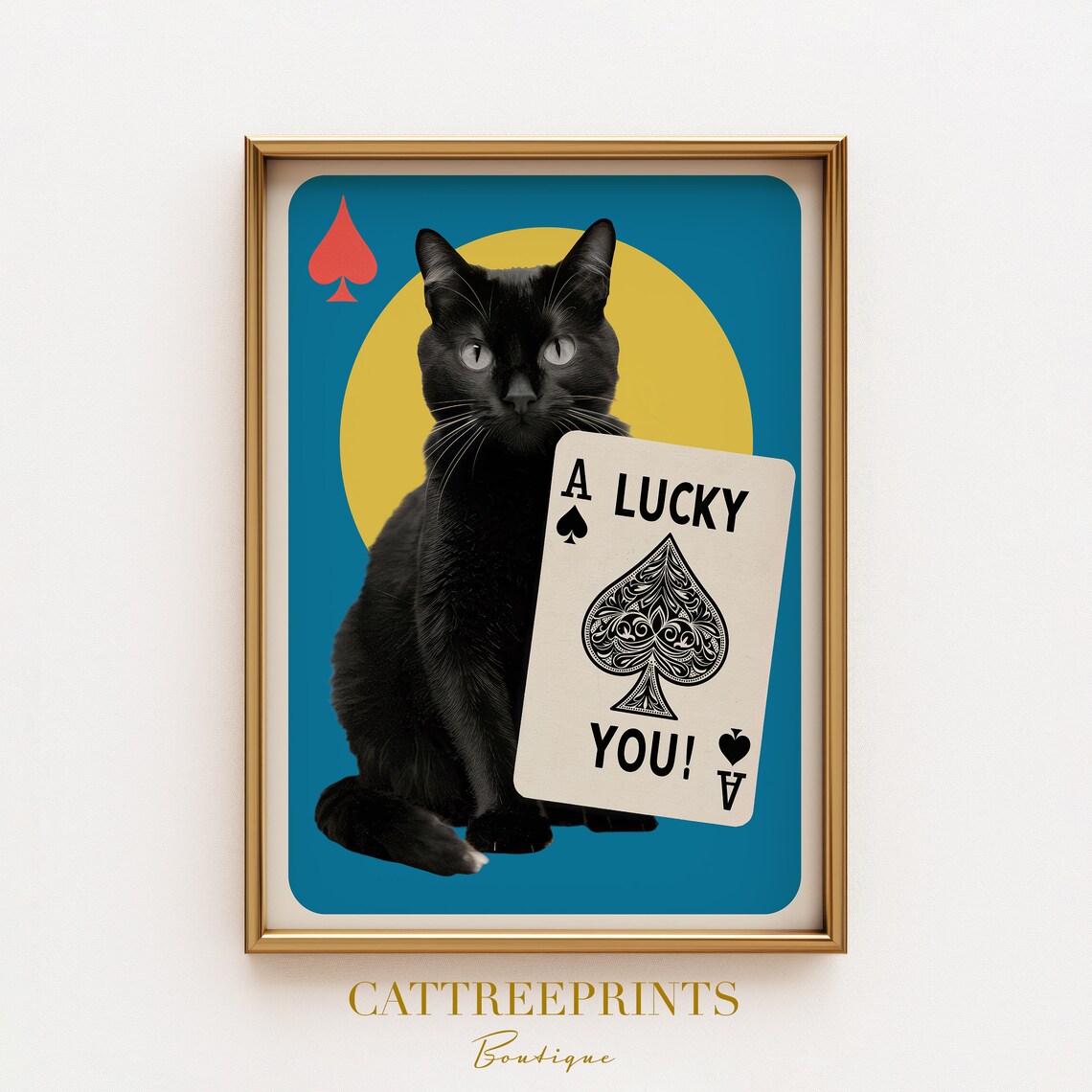Black Cat Ace of Spades A Lucky You Poker Card Whimsical Fun Poster - Image 2