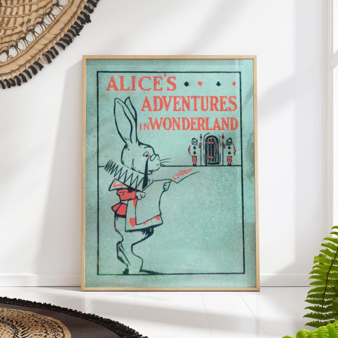 Alices Adventures in Wonderland Vintage White Rabbit Cover Poster