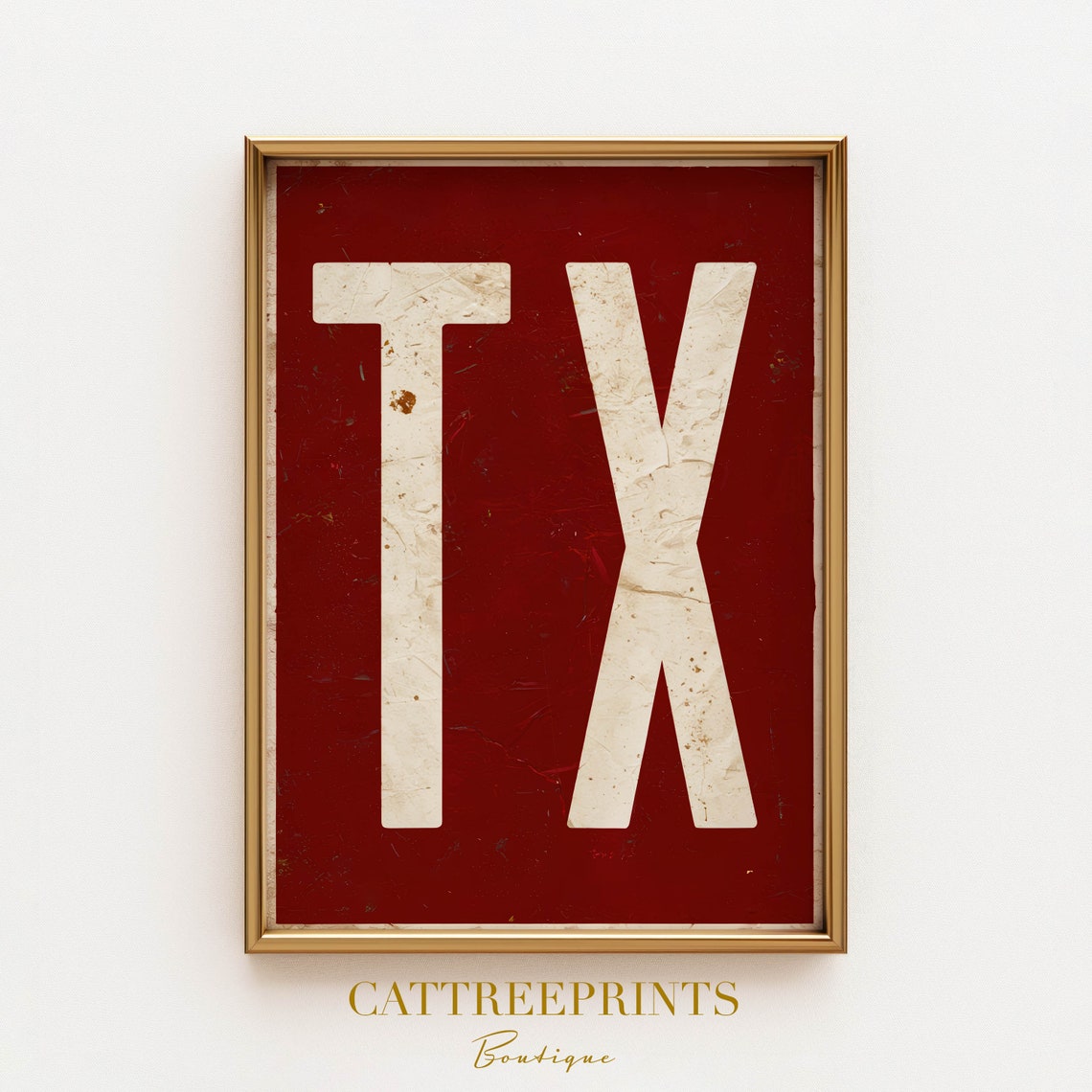 Distressed TX Texas Letters Vintage Red State Sign Wall Poster - Image 2