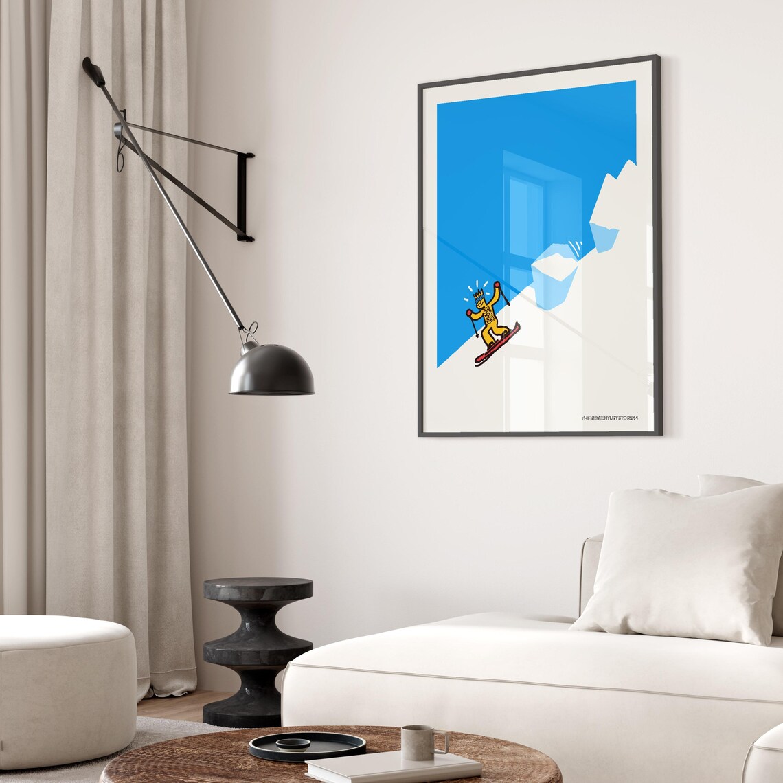 Ski Avalanche Print Funny Minimalist Mid Century Modern Poster - Image 2