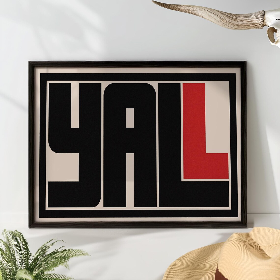 Yall Typography Poster Print Southern Modern Wall Art Black And Red Minimalist Decor - Image 3
