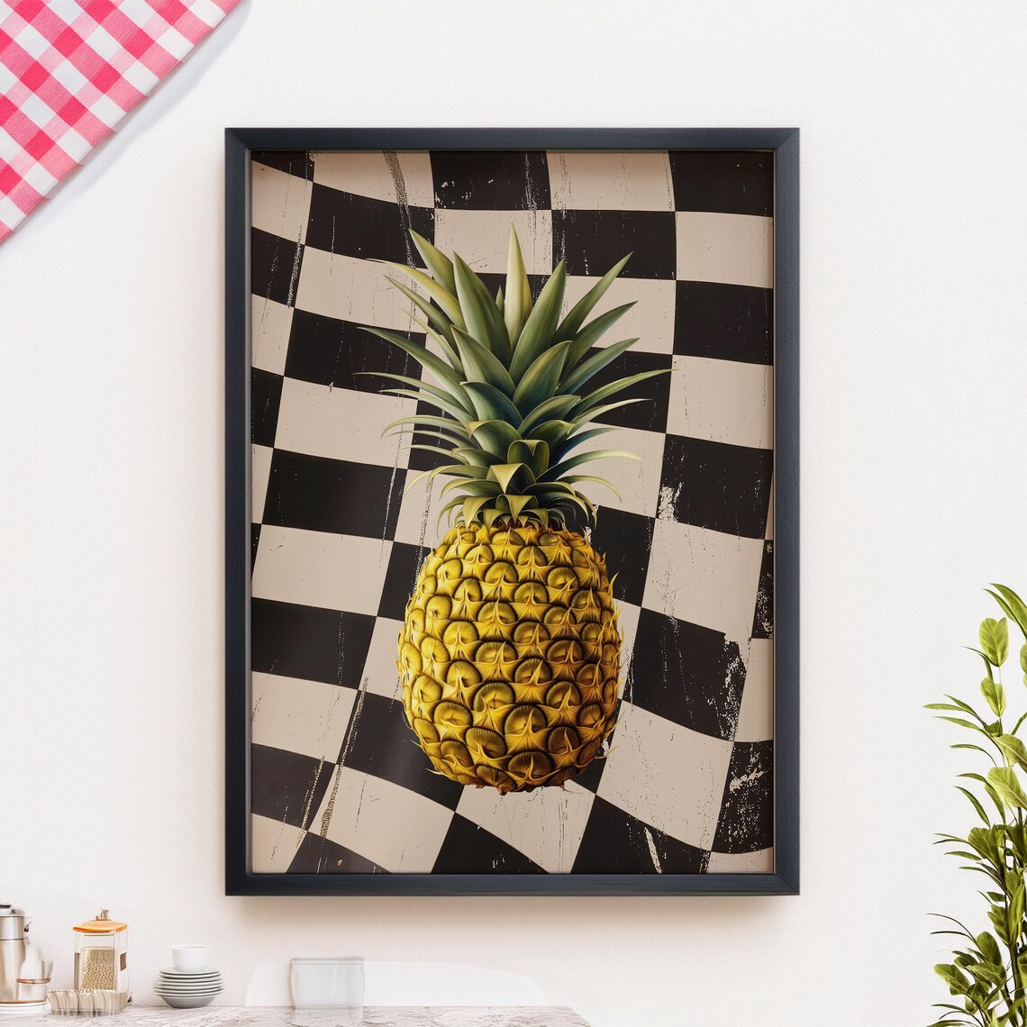 Retro Pineapple Vintage Kitchen Art Print