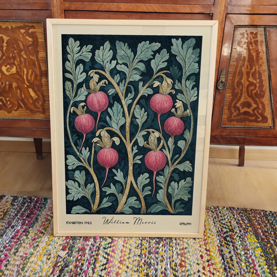 William Morris Style Radish Botanical 1953 Vintage Kitchen Art Poster - Image 3
