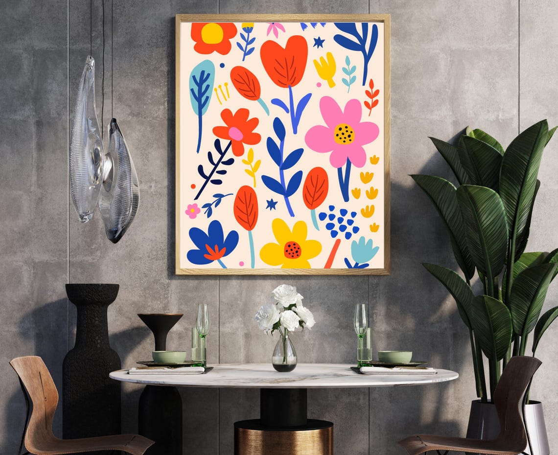 Colorful Maximalist Floral Pattern Bold Abstract Botanical Poster - Image 5