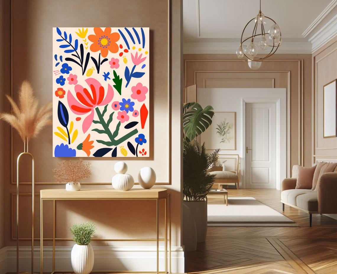 Striking Floral Bouquet With Big Pink Bloom On Cream Art Print - Image 5