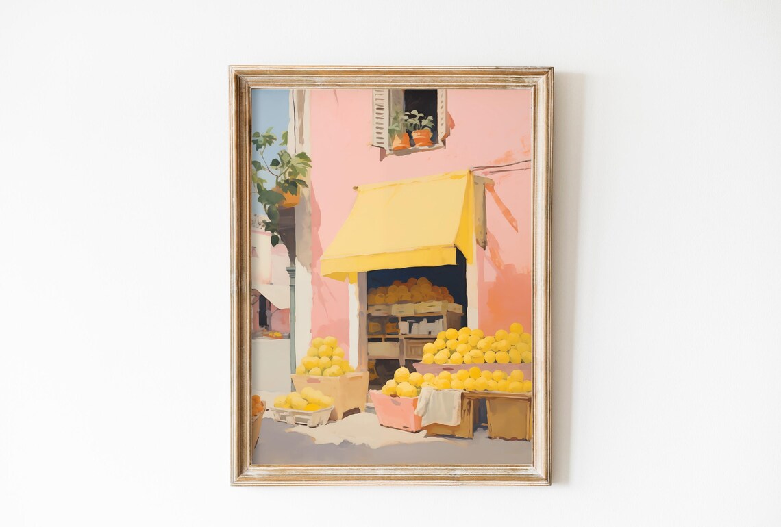 Retro Lemons Vintage Mediterranean Art Print