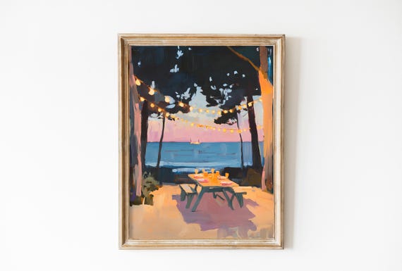 Retro Friendship Print, Abstract Coastal Beach Wall Art