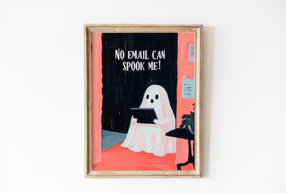 No Email Can Spook Me Cute Ghost Office Worker Halloween Art Poster