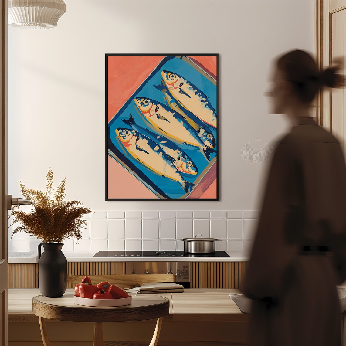 Retro Sardine Tin Soft Pink Vintage Kitchen Fish Food Art Poster - Image 3