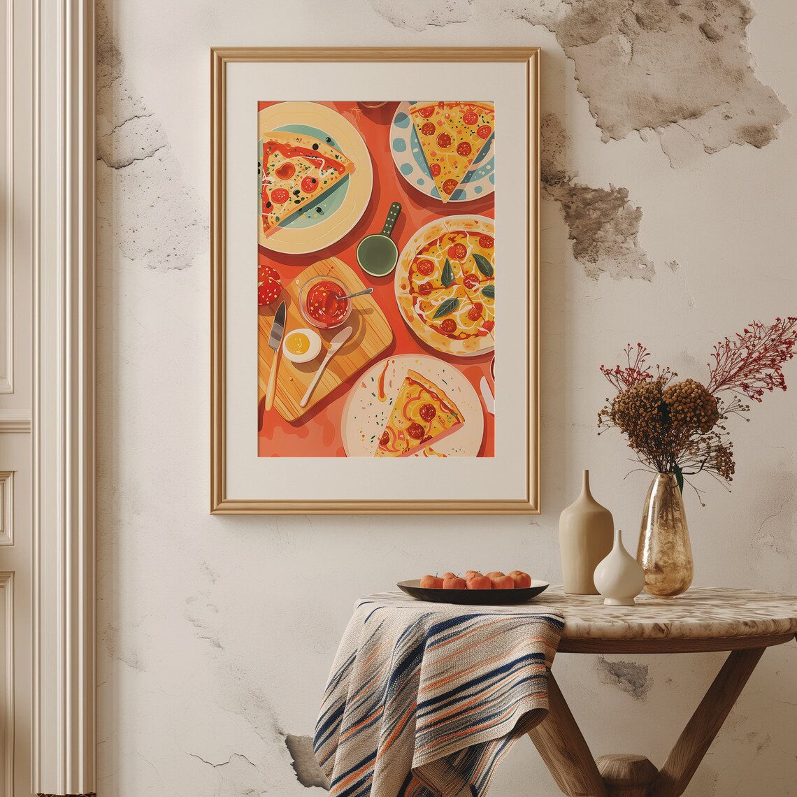 Colorful Pizza Party Flatlay Retro Italian Kitchen Food Art Poster - Image 4