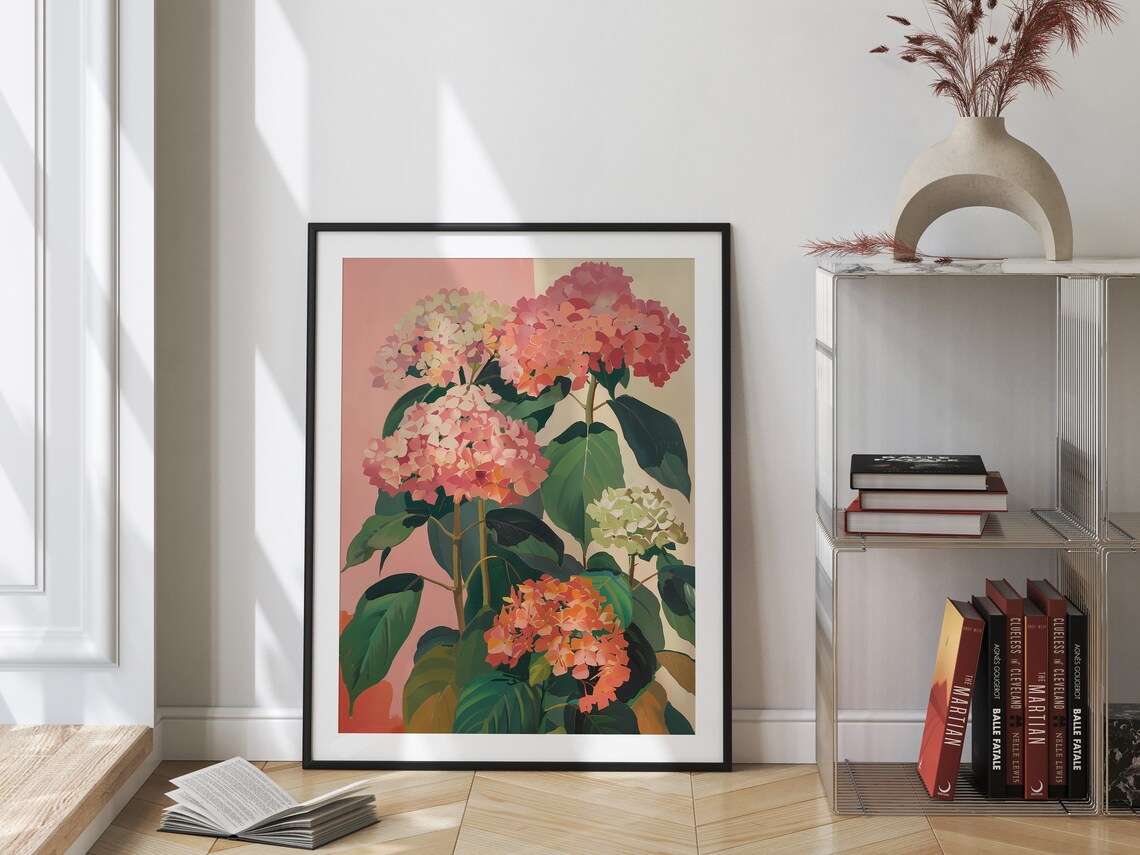 Hydrangea Print, Vintage Danish Pastel Farmhouse - Image 3