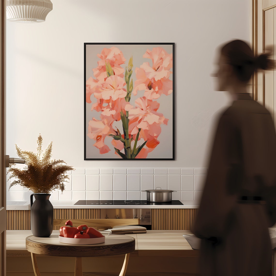Pink Gladiolus Bloom Soft Botanical August Birth Flower Art Poster - Image 2