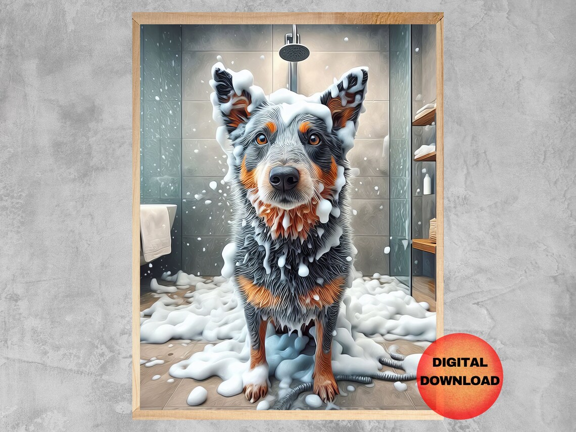 Australian Cattle Dog Bathroom Humor Art Print