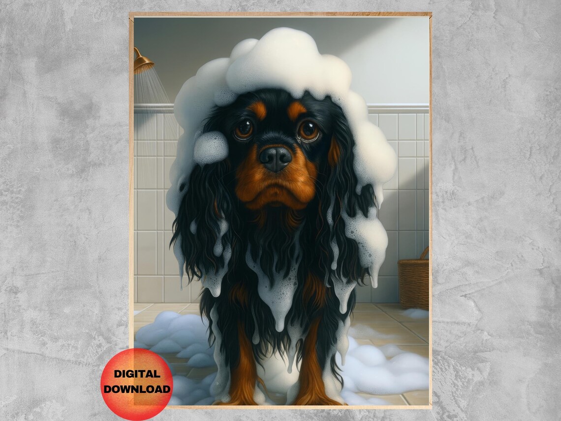 Black And Tan Cavalier King Charles Spaniel, Funny Dog Poster