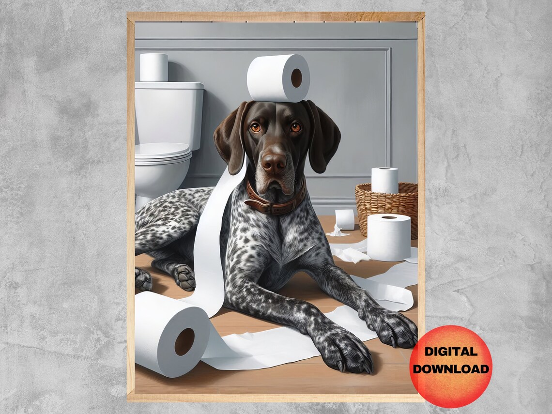 German Shorthaired Pointed Toilet Wall Art, Funny GSP Dog