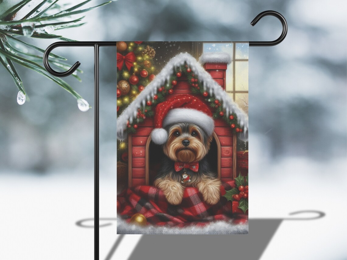 Yorkie Christmas Holiday Garden Flag, Pet Gift