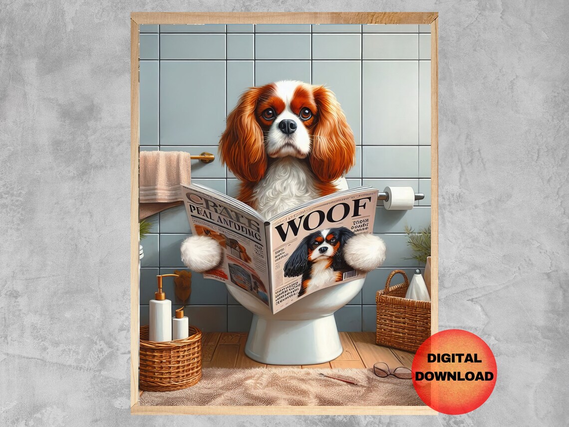 Cavalier King Charles Spaniel Humor Bathroom Art Print