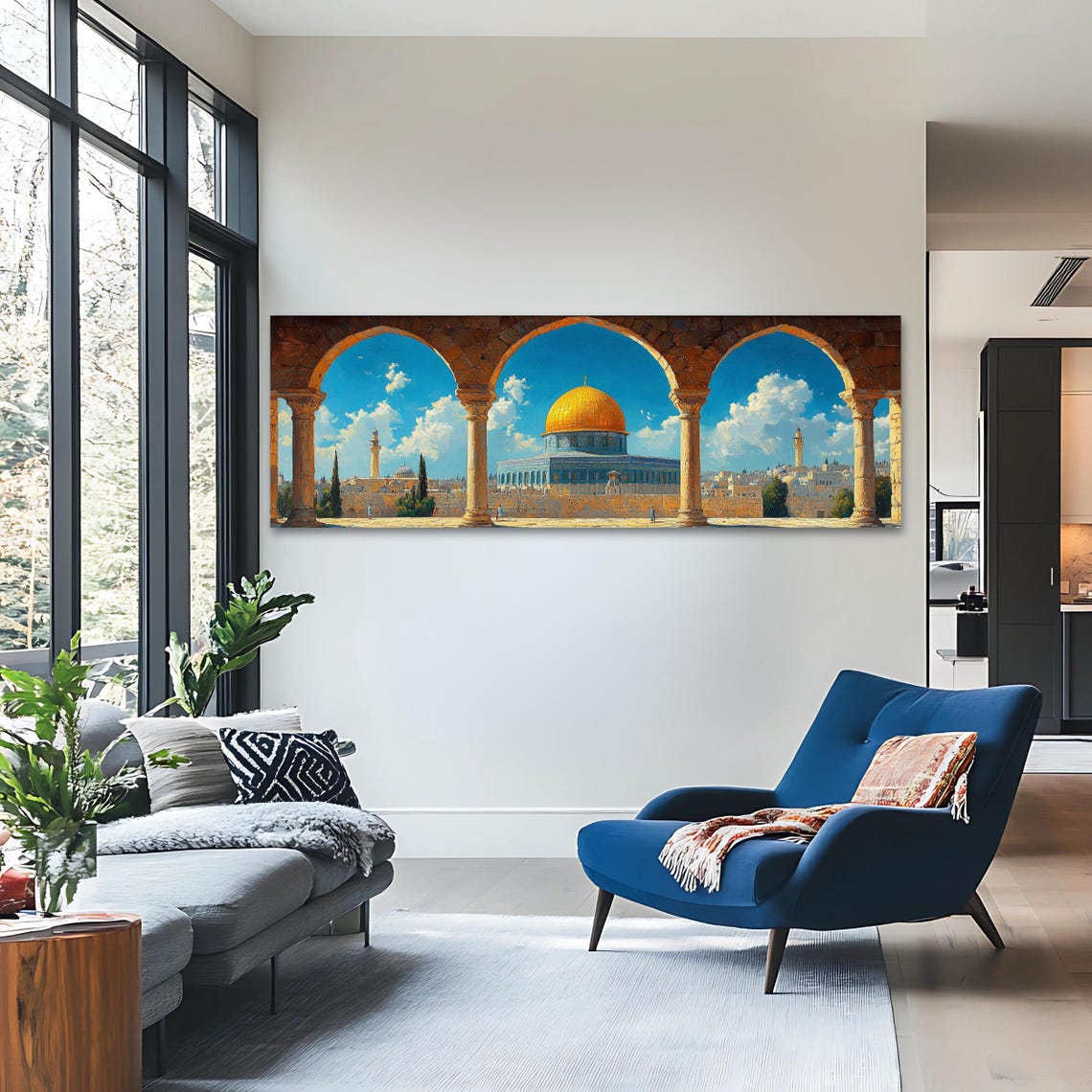 Masjid Al Aqsa Wall Art Long Horizontal Narrow Print Islamic Architecture Artwork For Above Couch Or Bed - Image 3