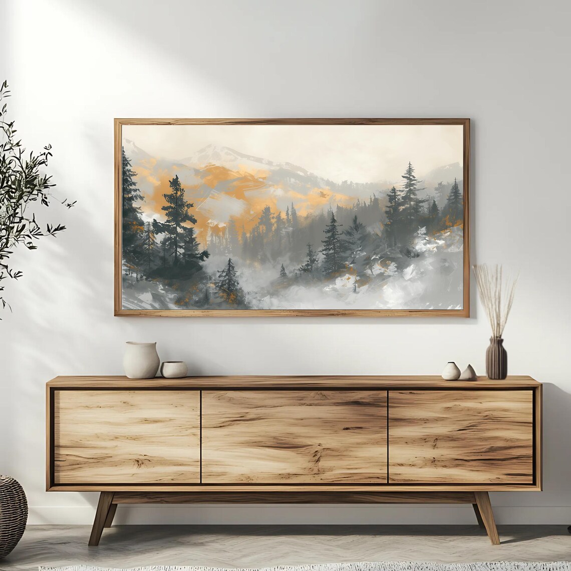 Moody Mountain Forest Frame Tv Art Nature Landscape Rustic Wall Art For Frame Tv - Image 3