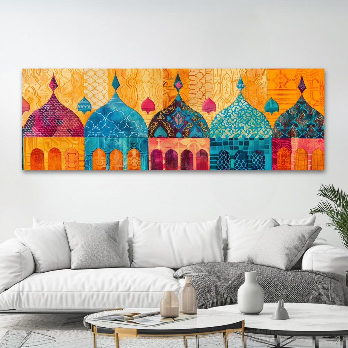 Colorful Islamic Domes Arches Pattern Muslim Panoramic Art Poster - Image 4