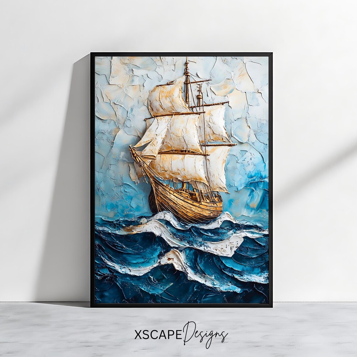 Vintage Sailing Ship, Nautical Ocean Artwork