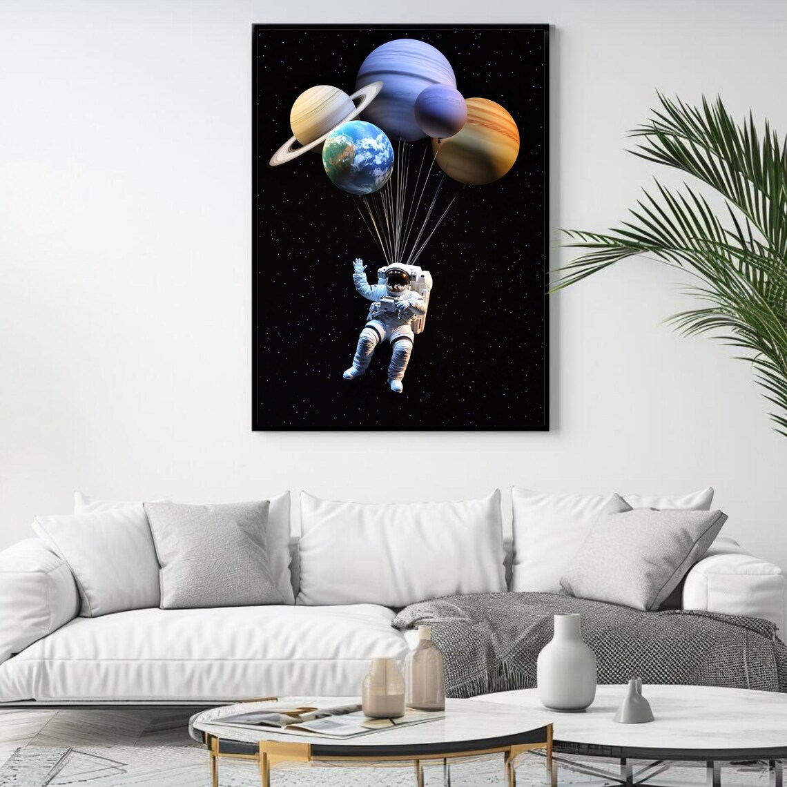Astronaut Planets Art Print, Surreal Sci Fi Space - Image 4