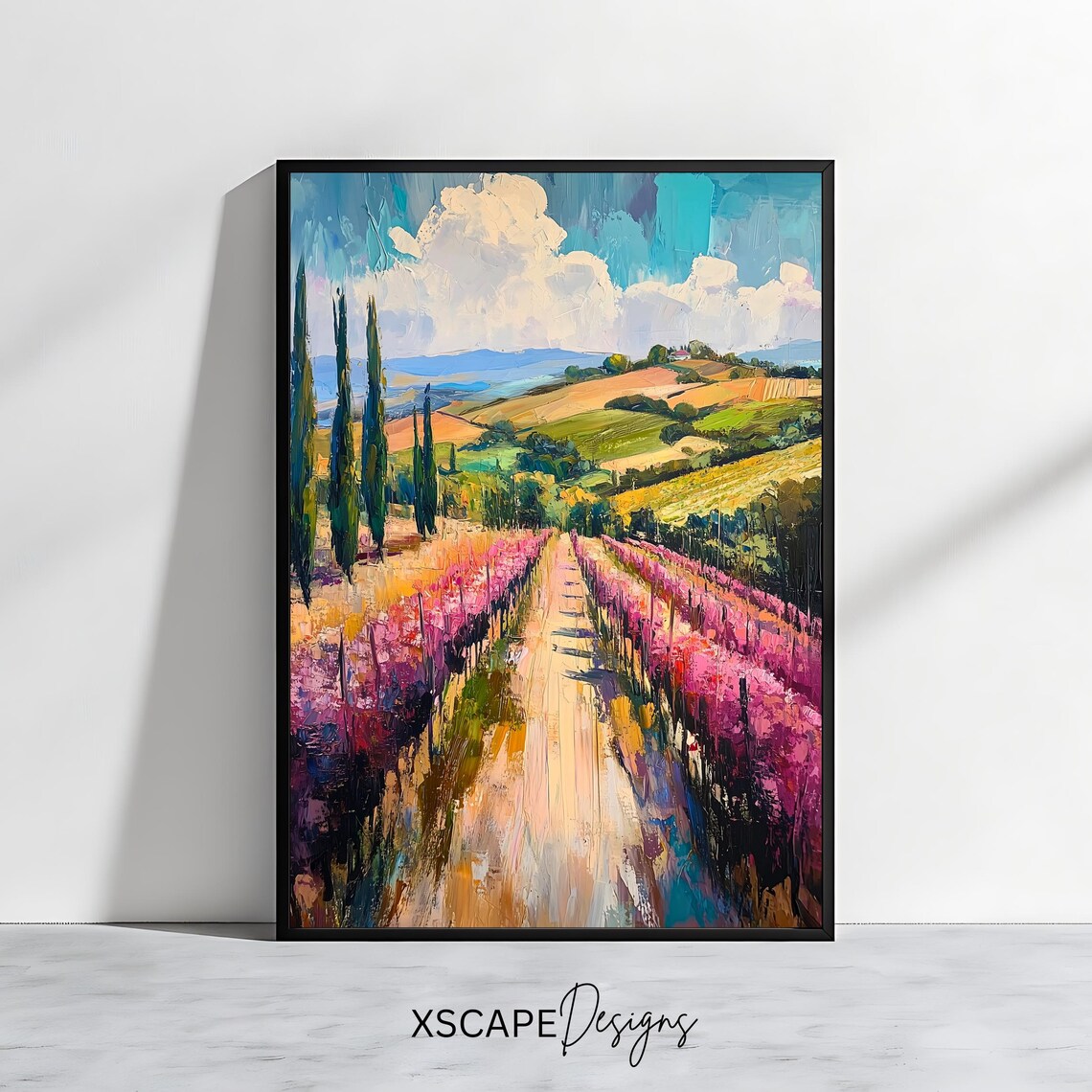 Vineyard Countryside, Scenic Landscape Art Print
