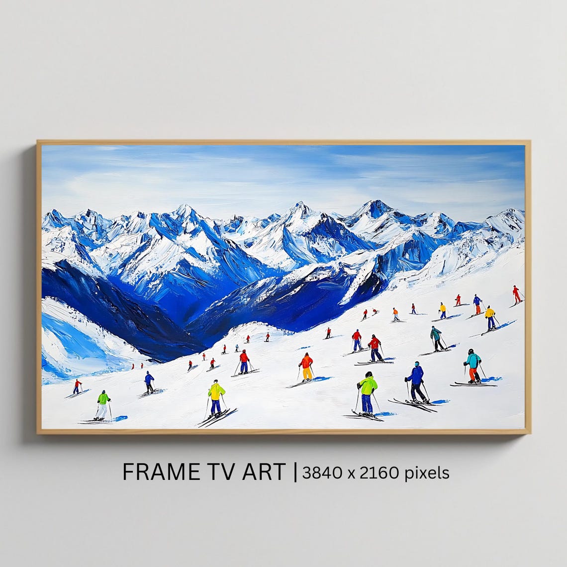 Alpine Ski Resort Mountain Slope Skiers Snow Peaks Winter Sport Poster