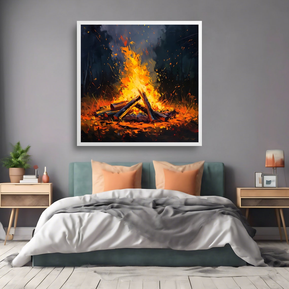 Campfire Art Print, Rustic Home Decor - Image 2