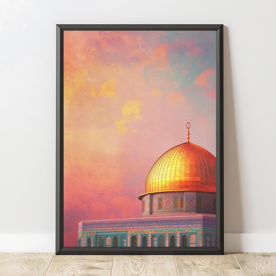 Golden Dome Of The Rock At Sunset Jerusalem Islamic Art Poster - Image 2