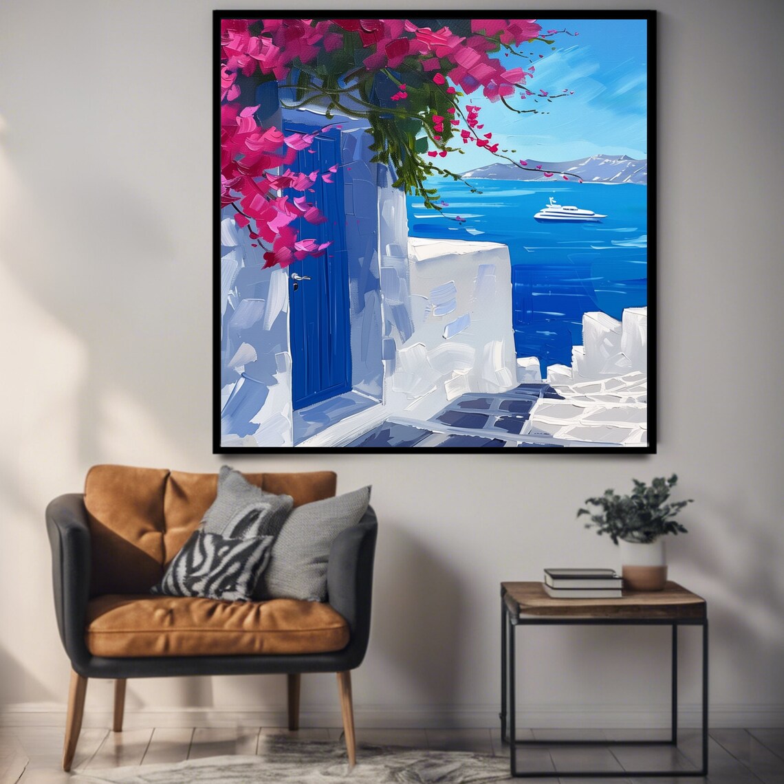 Santorini Greece Coastal Art Print, Mediterranean Decor - Image 3