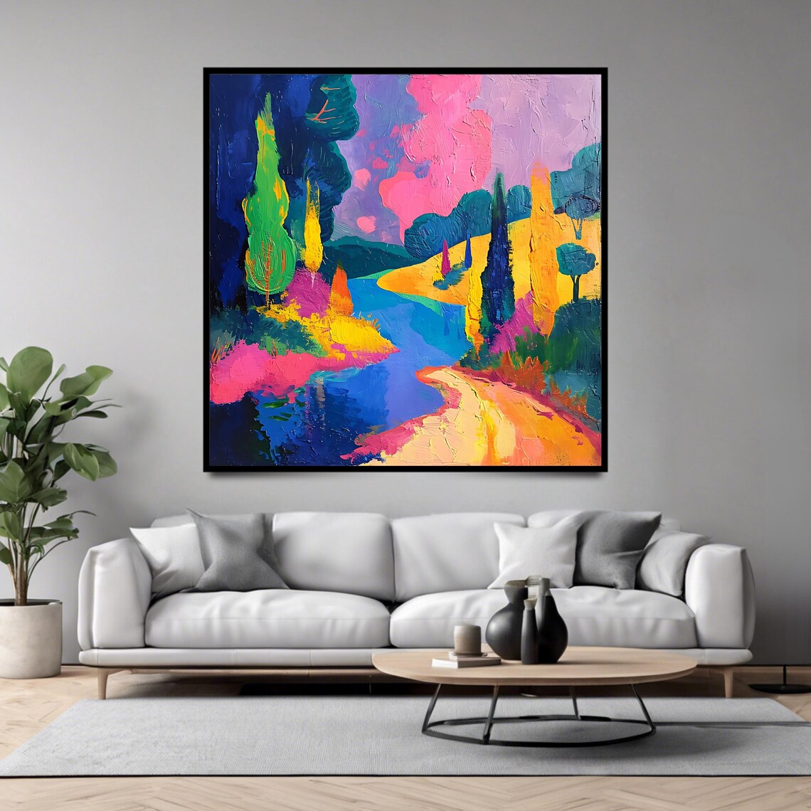 Abstract Landscape, Vibrant Countryside Art Print - Image 4