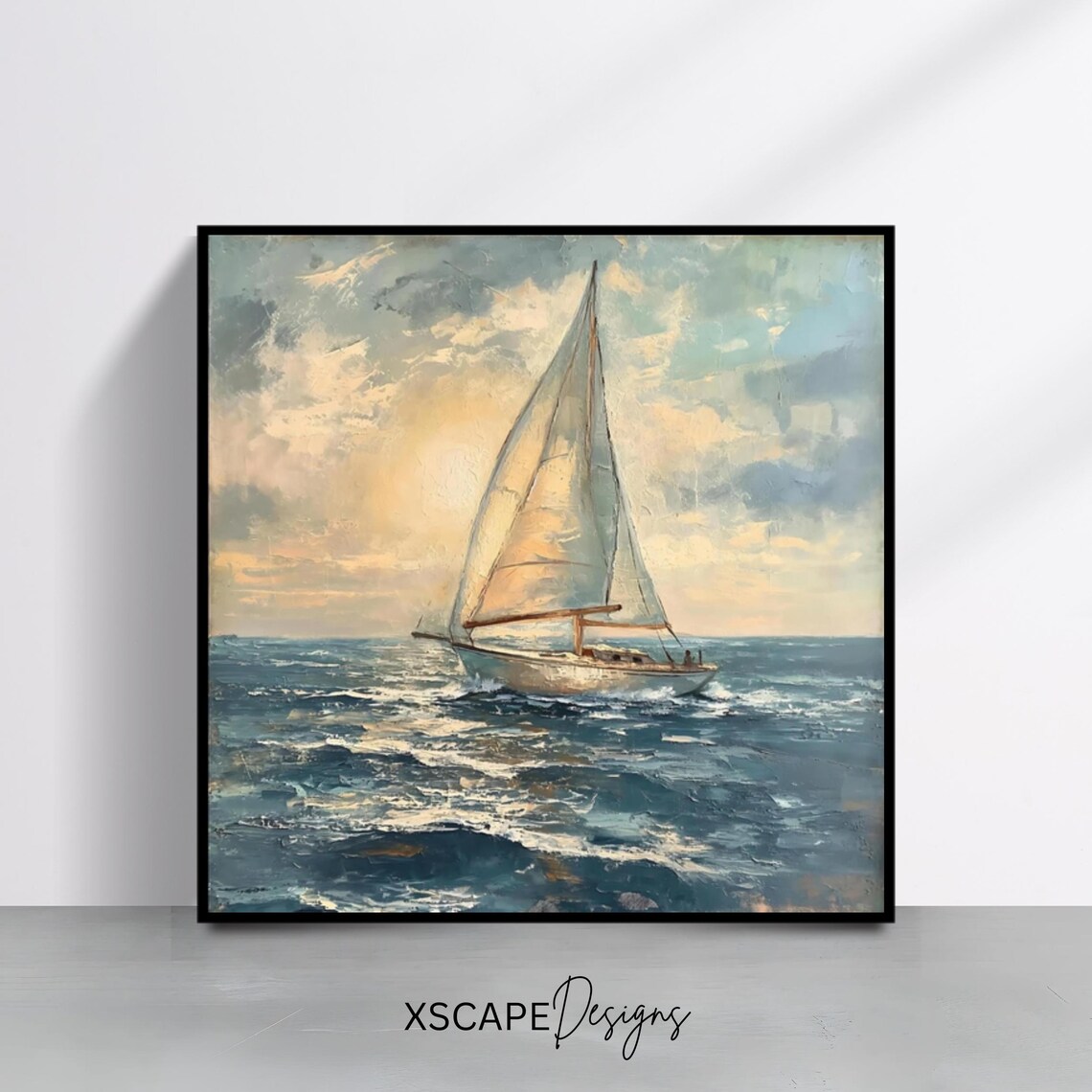 Sailing Boat Wall Art Print Nautical Square Ocean View Decor