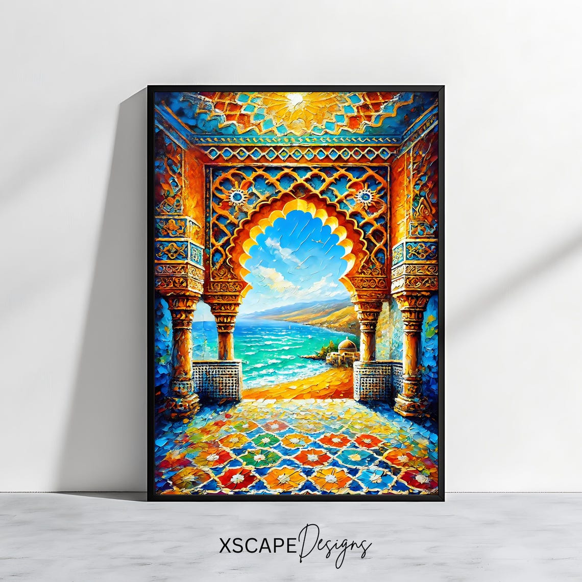 Moroccan Archway Art Vibrant Coastal Print Islamic Architecture Decor Colorful Wall Art Instant