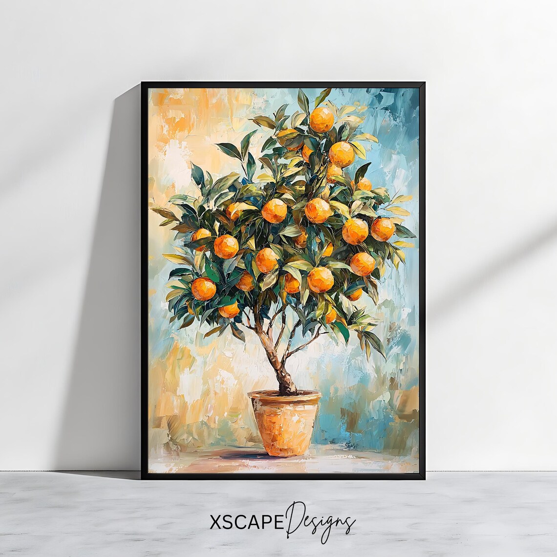 Orange Tree Art Print, Mediterranean Botanical