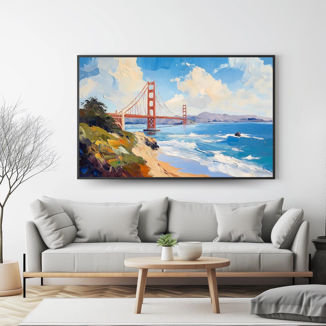 Golden Gate Bridge San Francisco Bay Blue Water Colorful Poster - Image 4