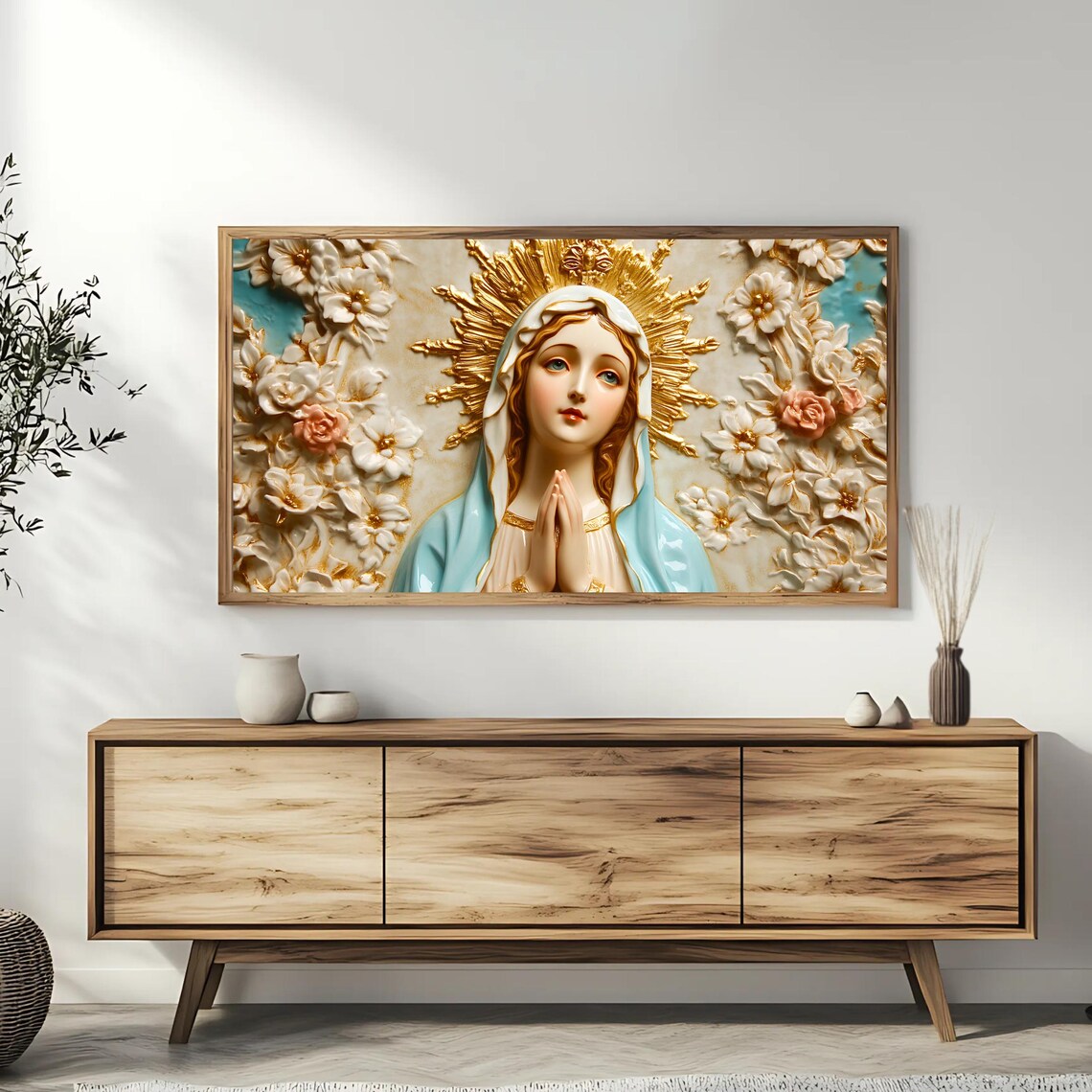 Blessed Virgin Mary Religious Wall Decor Art Print - Image 3