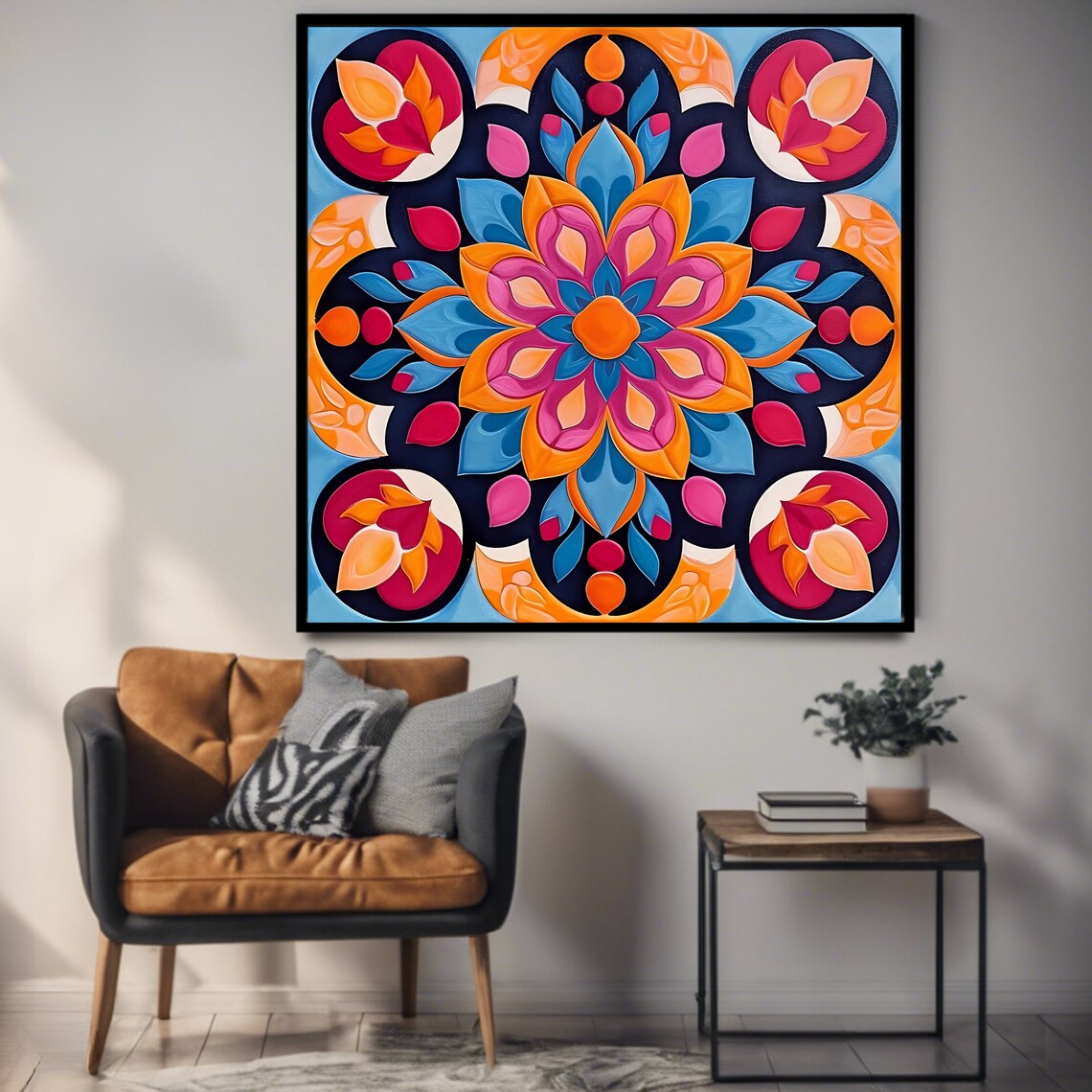 Moroccan Mandala Geometric Floral Vibrant Colorful Pattern Art Print - Image 3