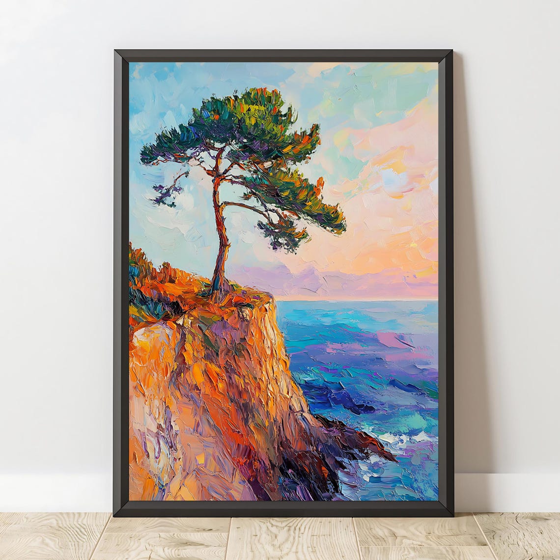 Coastal Cliff Tree Sunset Seascape - Image 2