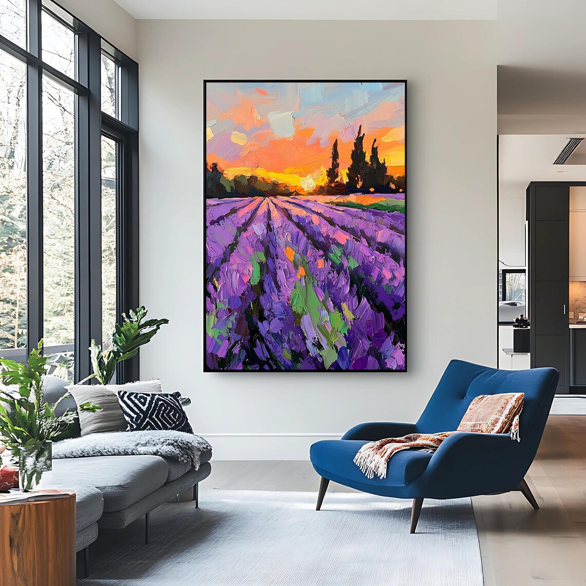 Lavender Sunset, Provence Landscape Art Print - Image 2