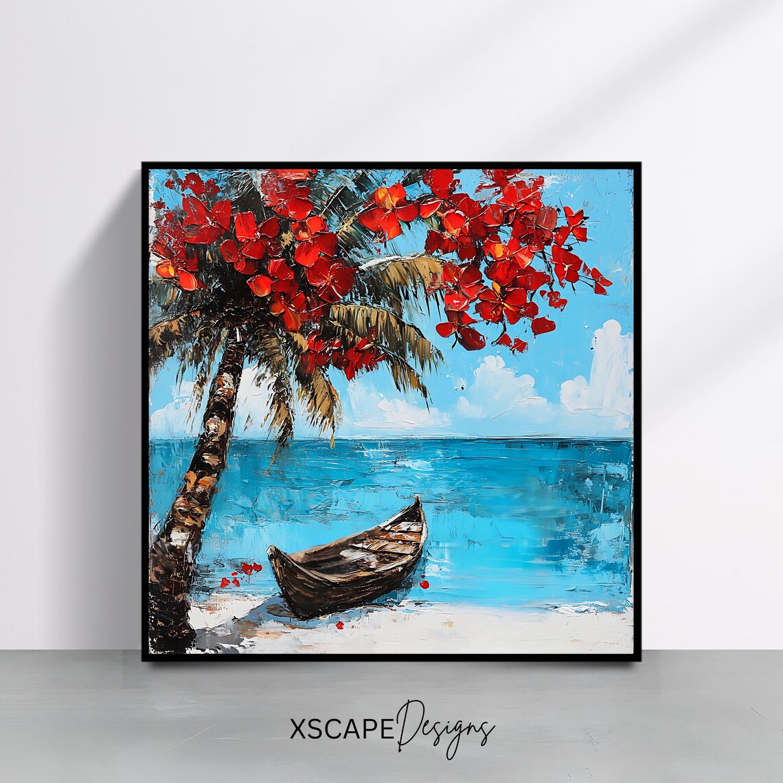 Tropical Beach Art Print, Coastal Palm Tree Decor