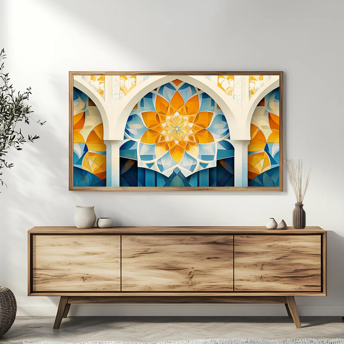 Islamic Geometric Arch Mosaic Blue Gold Mosque Art Deco Wall Poster - Image 3