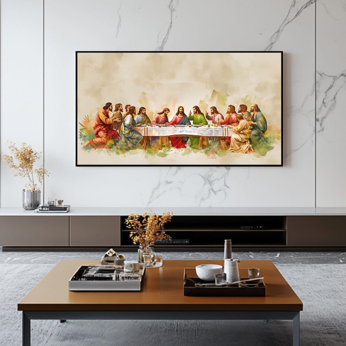 The Last Supper Jesus Christ Watercolor Religious Art Poster - Image 2