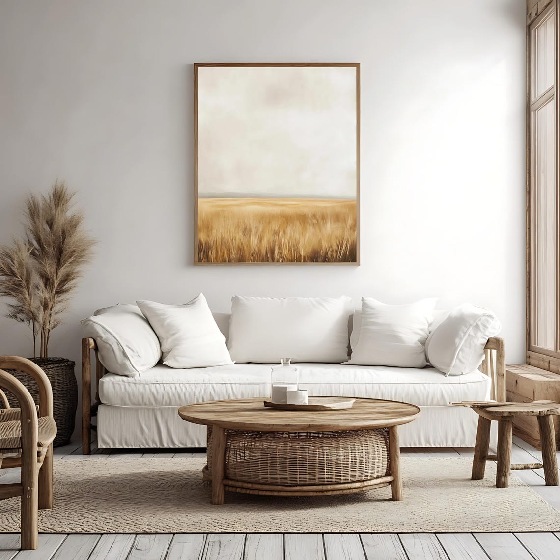 Minimalist Golden Wheat Field Neutral Tones Calm Prairie View Poster - Image 4