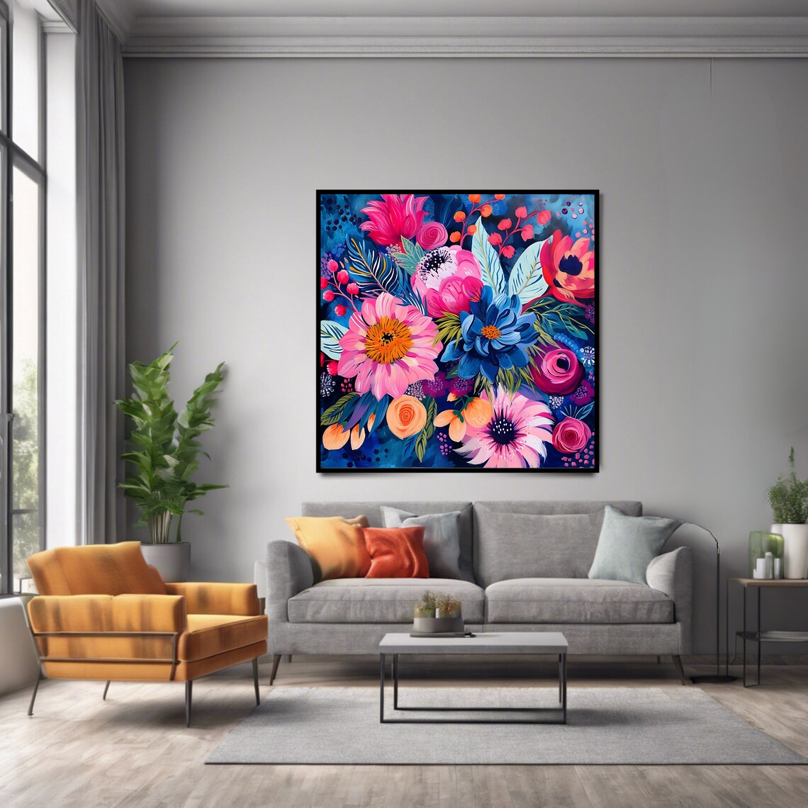 Colorful Floral Botanical Poster, Square Art Print - Image 2