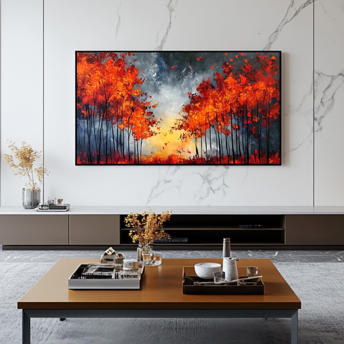 Autumn Forest Painting, Fall Tree Wall Art - Image 2