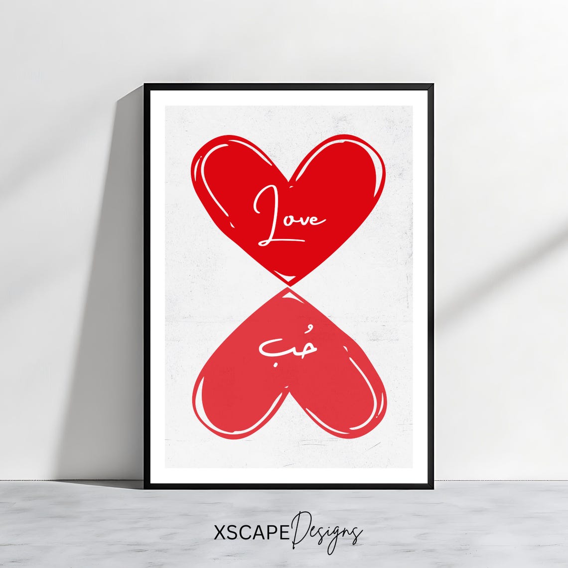 Love And Hob Arabic Heart Print Red Minimalist Lebanese Romantic Gift