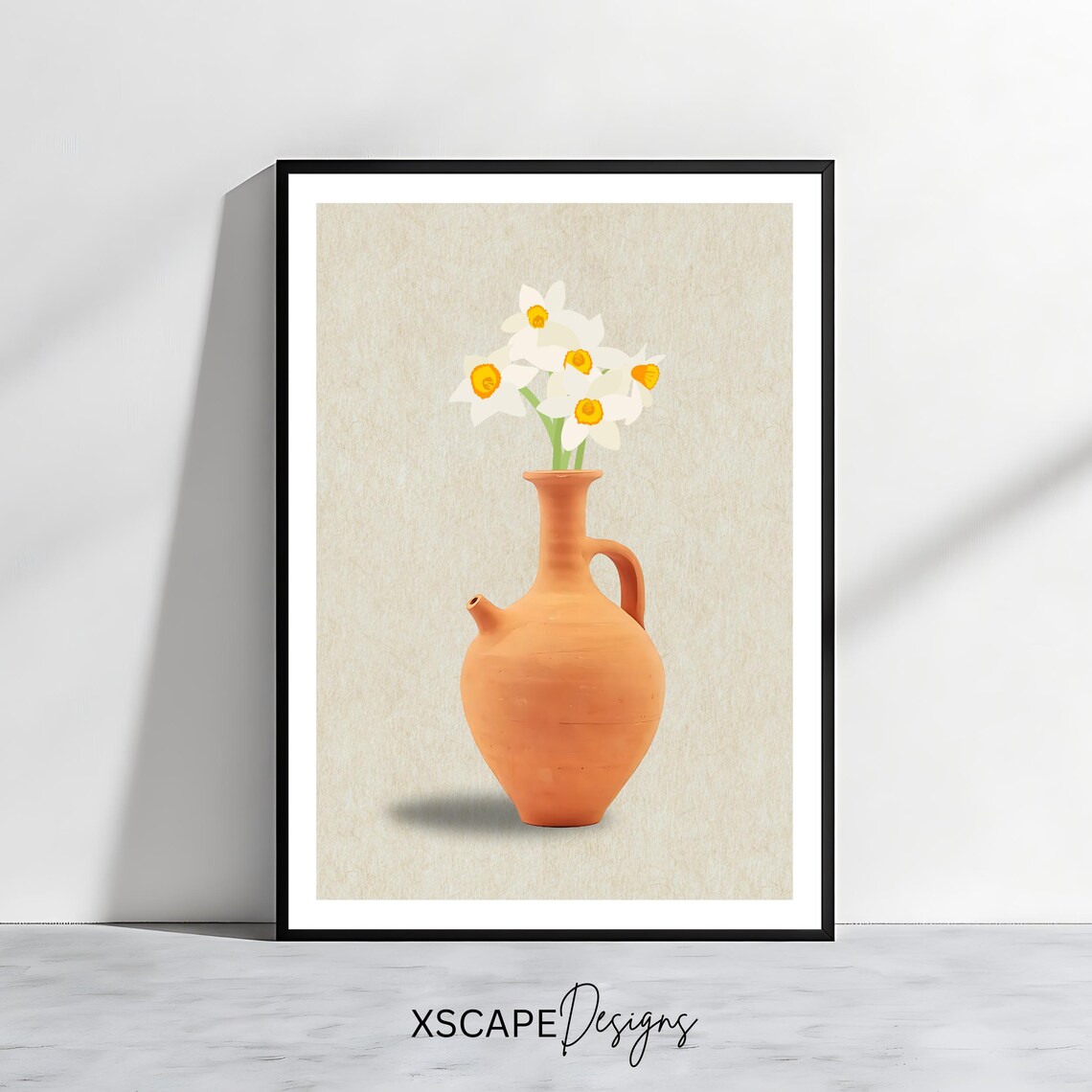 Lebanese Floral Art Vase, Rustic Botanical Art Print
