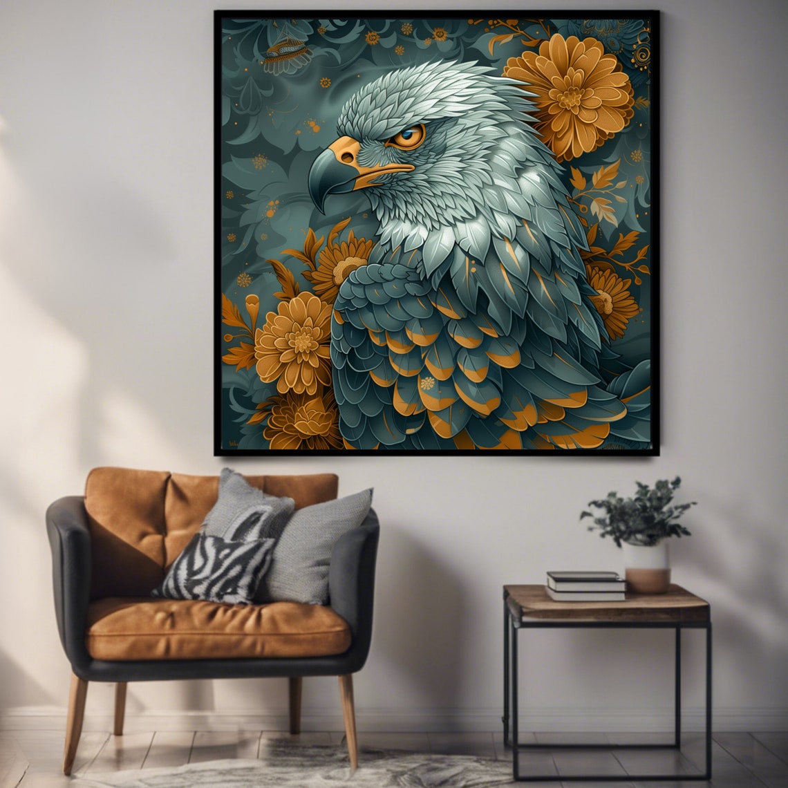 Regal Eagle Wall Art Print Majestic Animal Square Bold Wildlife Decor - Image 3